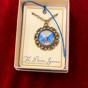 Blue butterfly necklace